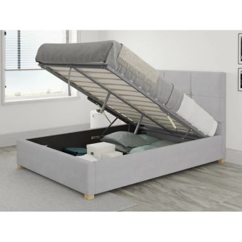 Caine Ottoman Upholstered Bed, Kimiyo Linen, Silver - Ottoman Bed Size Single (90x190)