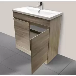 Aquariss - 800mm Grey Oak Effect Bathroom Vanity Unit Basin Storage Cabinet Furniture