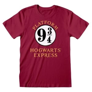 Harry Potter - Hogwarts Express Platform 3/4 Unisex Medium T-Shirt - Red