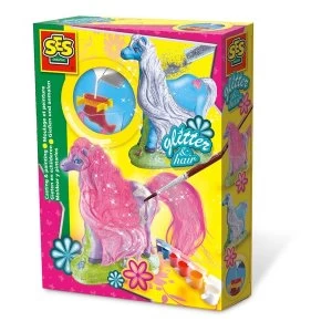 SES Creative - Childrens Glitter Hair Horses Casting and Painting Set 5-12 Years Multi-colour