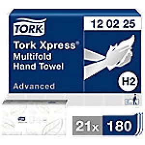 Tork Folded Hand Towels H2 Xpress Advanced 2 Ply Z-fold White 21 Pieces of 180 Sheets