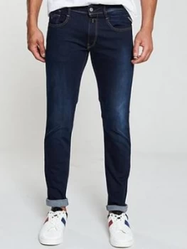 Replay Anbass Slim Fit Jeans - Dark Blue, Size 34, Length Short, Men