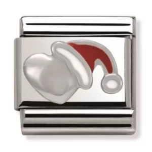 Nomination CLASSIC Silvershine Christmas Heart and Santa Hat Charm...