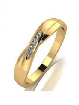 Moissanite 9ct Yellow Gold Shaped Wedding Band, Gold, Size U, Women