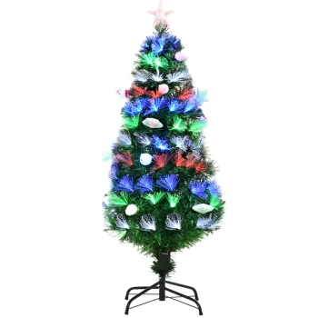 4FT Pre-Lit Artificial Christmas Tree w/ Fibre Optic LED Light Decoration - Homcom