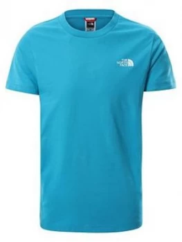 Boys, The North Face Unisex Short Sleeve Simple Dome T-Shirt - Blue, Size M=10-12 Years