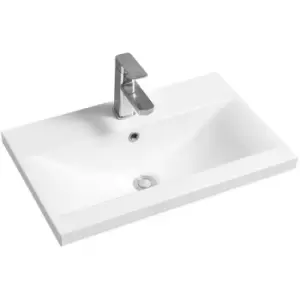 Mid-Edge 5004 Ceramic 61cm Narrow Inset Basin with Dipped Bowl - size - color