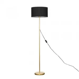 Charlie Gold Floor Lamp with Large Black Reni Shade