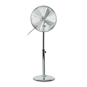 electriQ 16" Chrome Pedestal Fan with Adjustable Stand and Oscillation Function