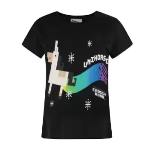 Crossy Road Childrens/Girls Official Unihorse Short Sleeved T-Shirt (Years (5/6)) (Midnight Black)