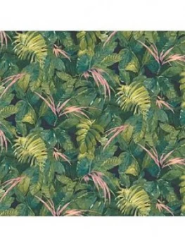 Woodchip & Magnolia Lush Green/Pink Wallpaper
