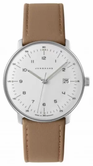 Junghans Mens Max Bill White Dial Beige Leather 041/ Watch