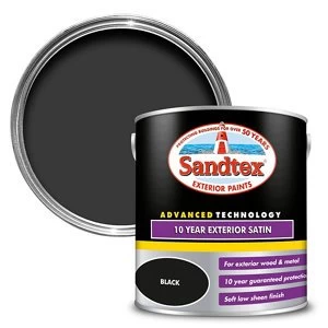 Sandtex 10 year Black Satin Metal & wood Paint 2.5