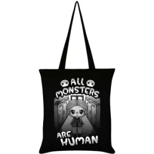 Mio Moon All Monsters Are Human Tote Bag (One Size) (Black/White) - Black/White
