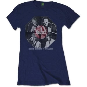 The Beatles - Budokan Octagon Womens Large T-Shirt - Navy Blue