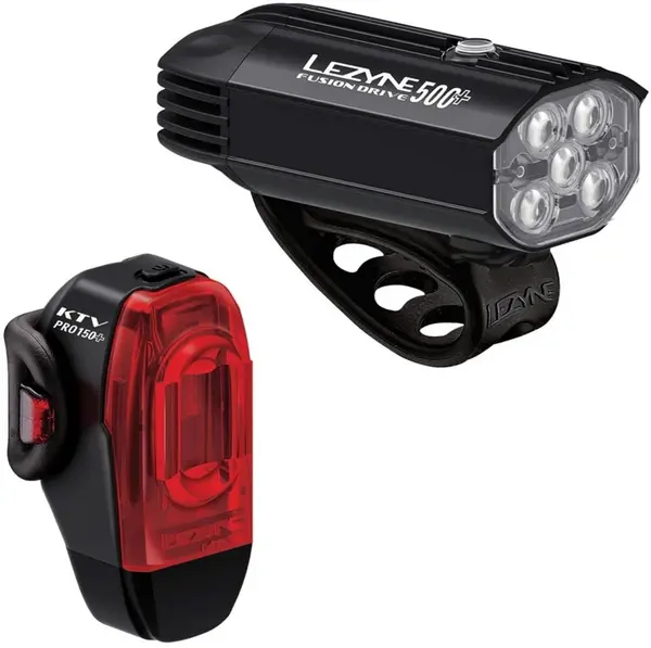 Lezyne Fusion Drive 500+ and KTV Drive Pro+ Front and Rear Light Set 500 Black