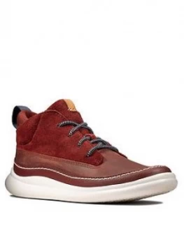 Clarks Boys Cloud Air Lace Up Boots - Burgundy, Size 4.5 Younger
