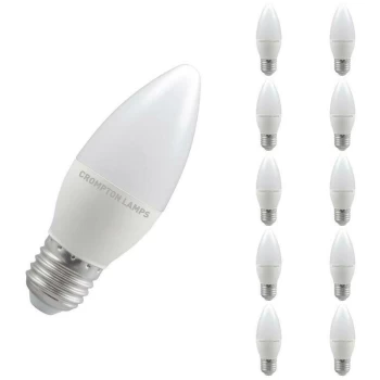 (10 Pack) Lamps LED Candle 5W ES-E27 Dimmable (40W Equivalent) 4000K Cool White Opal 470lm ES Screw E27 Frosted Multipack Light Bulbs - Crompton