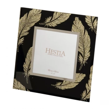 4" x 4" - HESTIA Black & Gold Glitter Feather Photo Frame