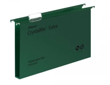 Rexel Crystalfile Extra Foolscap Polypropylene Suspension File 30mm Green 1 x Pack of 25 Suspension Files