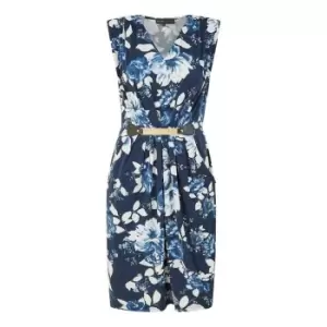 Mela London Navy Floral Jersey Pocket Dress - Blue