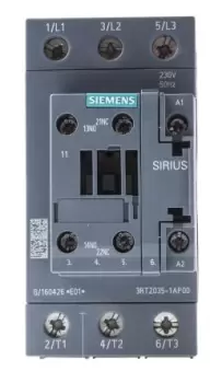 Siemens SIRIUS Innovation 3RT2 3 Pole Contactor - 40 A, 230 V ac Coil, 3NO, 18.5 kW