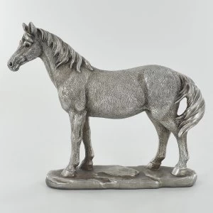 Antique Silver Standing Horse Ornament