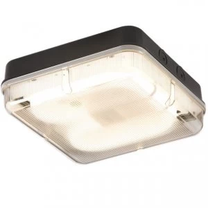 Emergency Bulkhead with Prismatic Diffuser and Black Base, IP65 28W Square