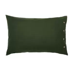 William Morris Linen Cotton Plain Dye Standard Pillowcase, Green
