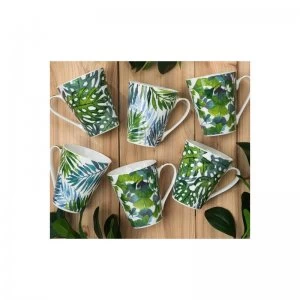 Waterside Fine China Set of 6 Leaf Mugs