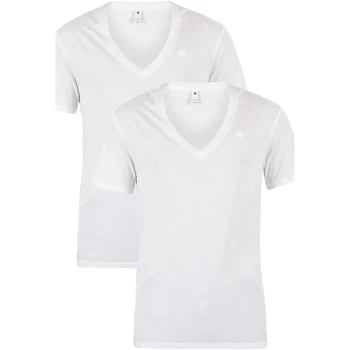 G-Star Raw 2 Pack V-Neck Logo T-Shirts mens T shirt in White - Sizes UK XS,UK S,UK M,UK L,UK XL,UK XXL