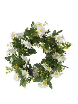 Faux Decor By Smart Garden Products Daisy Whirl Artificial Plant Wreath