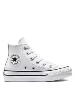 Converse Chuck Taylor All Star Eva Lift Leather Childrens Hi Top Trainers, White, Size 10
