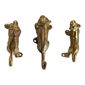 Geko Set of 3 Gold Metal Safari Animal Coat Hooks