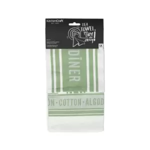 KitchenCraft Set of Two Jacquard Tea Towels - Green