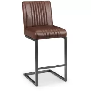 Metal Bar Stool Industrial Style Brown Padded Faux Leather - Inez