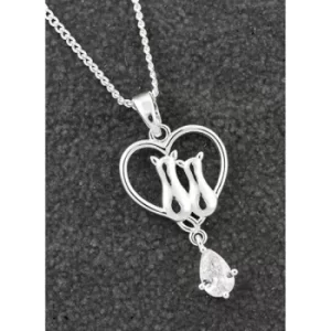 Cats In Heart CZ Drop Necklace