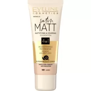 Eveline Cosmetics Satin Matt Mattifying Foundation with Snail Extract Shade 101 Ivory 30ml