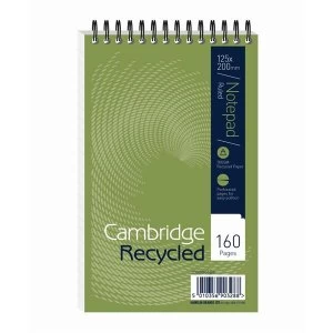 Cambridge 125mm x 200mm Notebook Wirebound Recycled 160 Pages 70gm2 Ruled Perforated Card Cover Pack 10