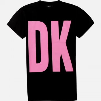 DKNY Girls Oversize Logo Dress - Black & Pink - 12 Years