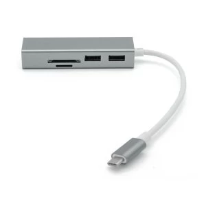 Dynamode USB-C Type-C To 3-Port USB3 Hub with Memory Card Slots - Grey/White