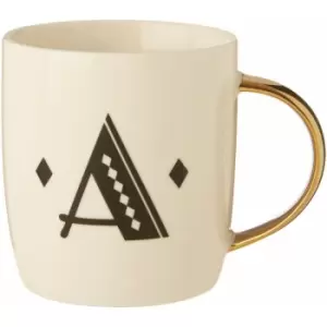 Diamond Deco A Letter Monogram Large Mug Personalised Coffee Mug / Espresso Cups For Home And Office Use Cappuccino Cup For Everyday Use 9 x 9 x 12
