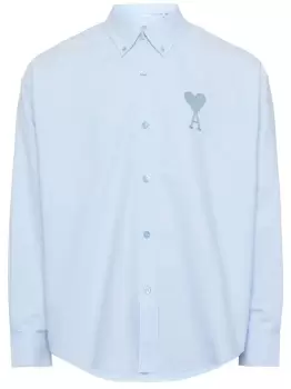 AMI PARIS Tonal Logo Embroidered Shirt Blue
