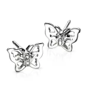D for Diamond Childrens Silver & Diamond Filigree Butterfly Stud Earrings