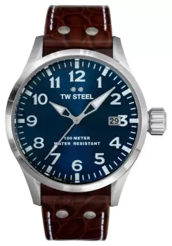 TW Steel VS101 Mens Volante Blue Dial Brown Leather Watch