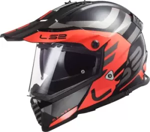 LS2 MX436 Pioneer Evo Adventurer Motocross Helmet, black-orange Size M black-orange, Size M