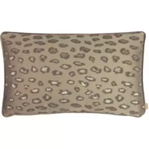 Kai Faline Leopard Print Velvet Piped Edge Cushion Cover, Clay, 30 x 50 Cm