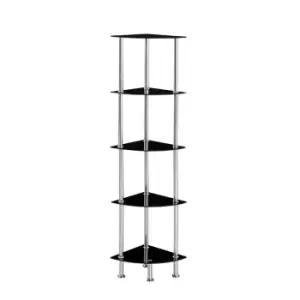 Modernique - Glass Shelf Tier Storage Unit, Rectangular Shape in Black or Clear Glass with Chrome Stand, Shelving Unit (Black, Tier 3) - Black