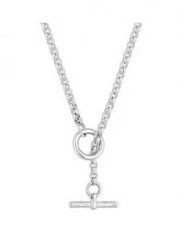 Simply Silver Diamond Cut T-Bar Pendant Necklace, One Colour, Women