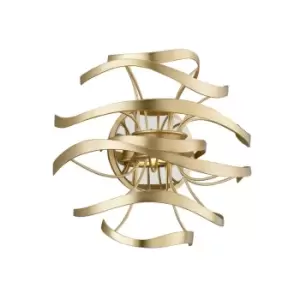Calligraphy 2 Light Wall Sconce Gold Leaf Polished Stainless, Glass, 2700K